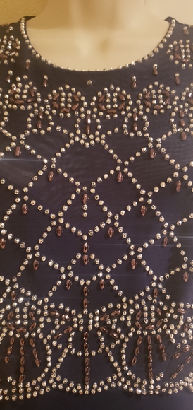 Navy beaded Formal gown - Picture 3 of 6